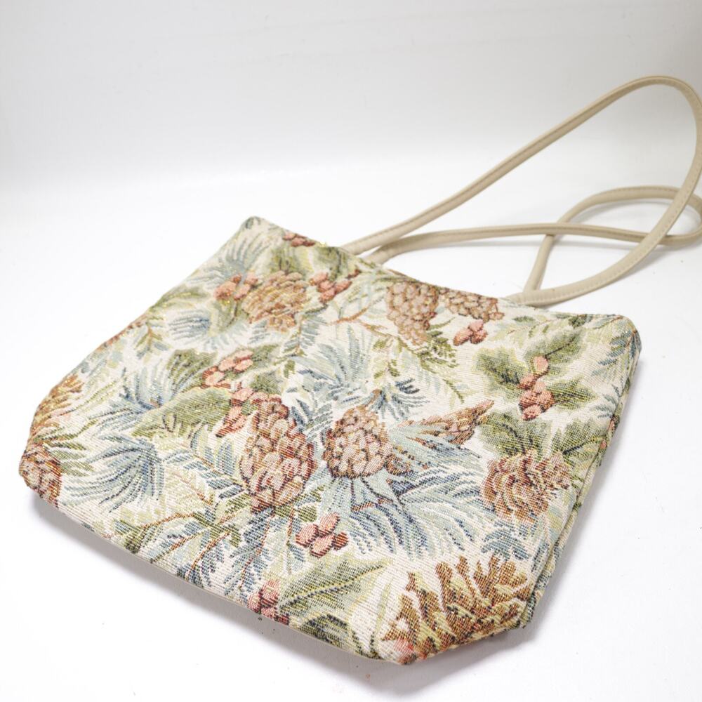 Bueno Sparkle Tapestry Handbag Pinecones Shoulder Bag Purse Double Handles